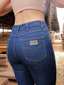 Women's Flare Jeans Spandex High Waist Bootcut Top - 藍色 - 查看 5
