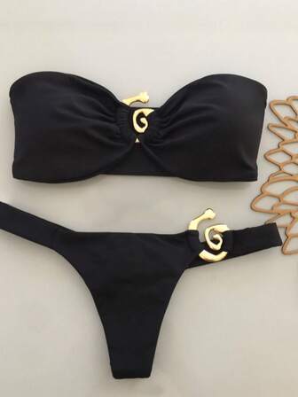 Bikini tankini con decorazioni metalliche multicolore e perizoma brasiliano sexy, modello 2025 nuovo