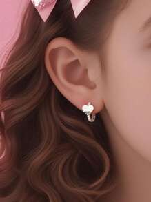 Artepollo 1 Pair 925 Sterling Silver Hypoallergenic Heart Shaped Earrings For Kids, Inlaid With Sparkling Cubic Zirconia, Delicate And Cute, Gift Box Packaging, Gift For Children, Young Girls, Friends Birthday