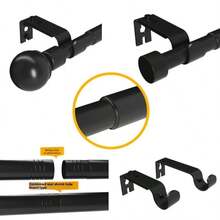 Nordic-Inspired Single Curtain Rod In Matte Black Industrial Aluminum Alloy, Premium Top-Mount Rail Engineered For Sturdy Support, Seamless Installation, Rust-Resistant Finish, Versatile Modern Window Treatment, Suitable For Living Room And Bedroom, Minimalist Design, Heavy-Duty Load-Bearing Construction, Smooth Gliding Application, Compatible With Standard Brackets, Concealed Mounting Hardware, Elegant Line, Long-Lasting Durability, Upgrade To Elevate Space - Black - View 6