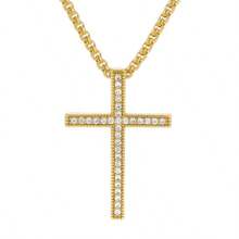 1/2/3pcs Luxury Fashion Rhinestone Cross Pendant Necklace, Cubic Zirconia Diamond Necklace For Men, Simple & Versatile For Daily Wear, Great Gift Choice