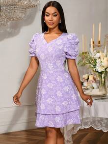 Women Elegant Jacquard Decor Dress,Outfit For Date,Party,Wedding Dress,Bridesmaid Dress,Graduation Dress,Wedding Guest,Back To School