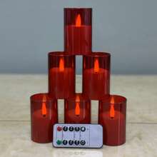 6pcs Set, Flameless Candle Lights With Remote Control & Timer - Premium Gray Electronic Candles, Battery Operated (Batteries Included), Ideal For Romantic Nights, Valentine's Day, Weddings, Eid, Ramadan, Easter - Warm Home Decor, Unbreakable Acrylic Candles, Suitable For Home, Bedroom, Weddings, Proposals, Christmas, Halloween, Company Dinners/Parties