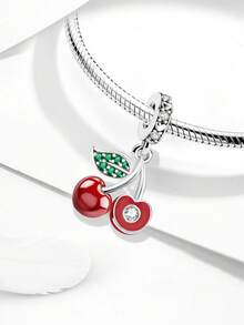 1PC 925 Sterling Silver Fashionable Cherry Grape Mushroom Basket Pendant Beads Charm Suitable For Bracelets DIY Women's Jewelry - Silver - View 5