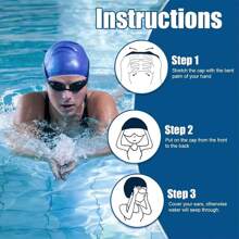 Silicone Waterproof Swim Cap, Matching Nose Clips, Women Men Universal, For All Hairstyles, Comfortable Anti-Slip Swim Cap