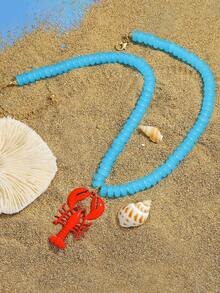 2025 圆形串珠螃蟹吊坠项链 - 异想天开的可爱动物珠宝，适合春夏、轻盈的海滩度假和海边日常佩戴