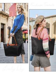 NEWHEY Bolso de hombro para mujer, bolso de mano con asa superior de nailon, bolso de fin de semana plegable estilo hobo