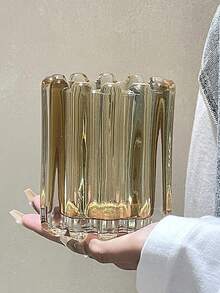 1个韩式ins风齿轮玻璃化妆刷架，壁龛装饰品，化妆刷罐，桌面摆件，办公笔筒，齿轮造型，玻璃材质 - 彩色 - 查看 12