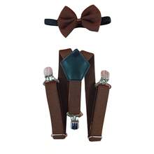 Children's Suspenders With Tie Adjustable Adjustment Various Colors For Children 1 To 10 Years Old - 鏽棕色 - 查看 2