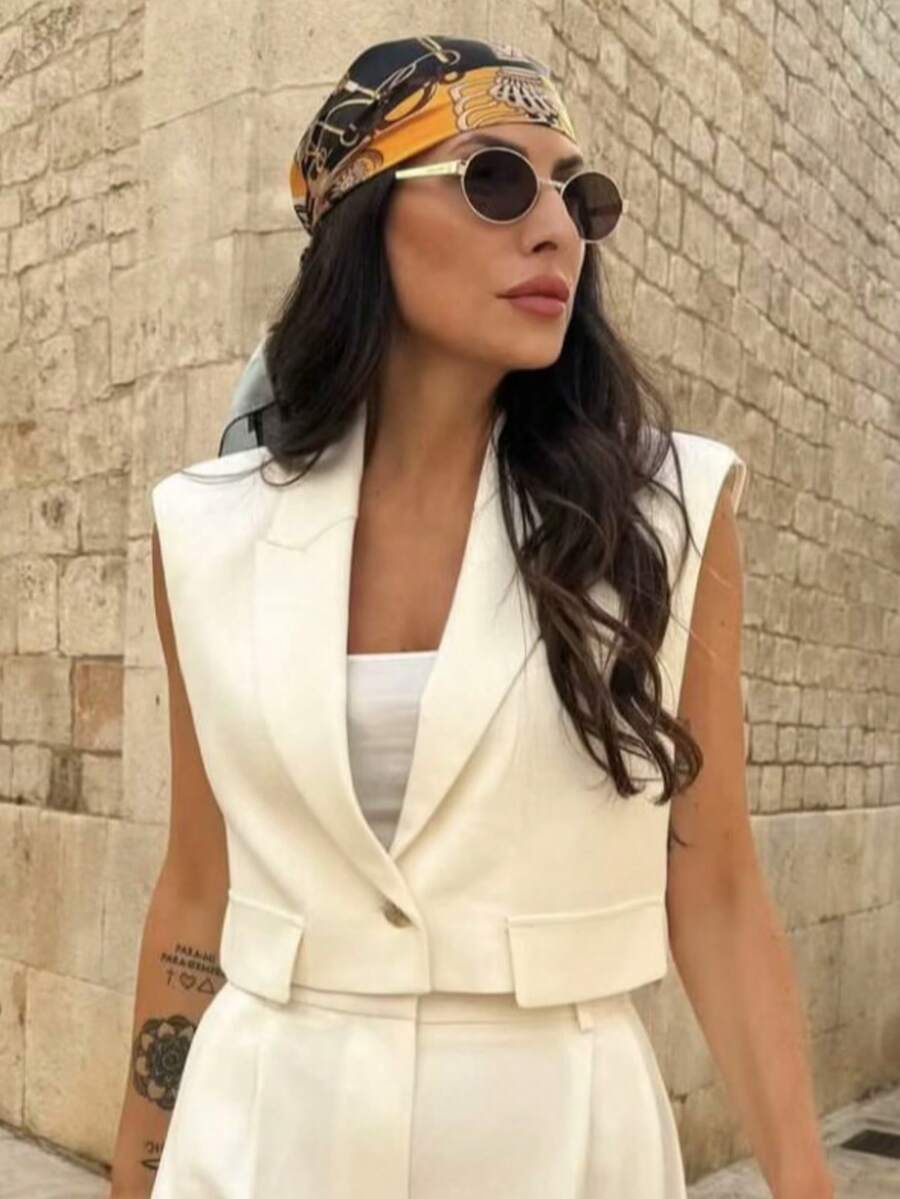 Chaleco corto para mujer de verano de color liso