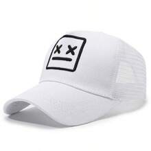 1 pieza Gorra de béisbol de malla transpirable con estampado, sombrero versátil protector solar, gorra deportiva casual ajustable