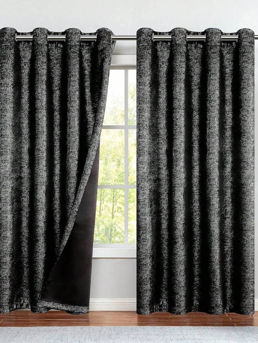Cortina 2 pzas 240 x 140 Curtain - Blanco y Negro - Ver 1
