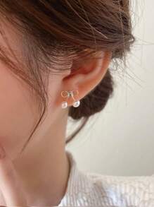 1 Pair Minimalist Small Bow Stud Earrings, Fashion Versatile Earrings Suitable For Women, Daily And Occasions