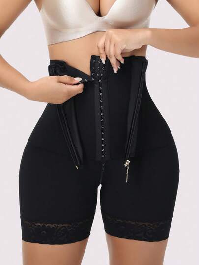 Pantaloncini modellanti rassodanti, faja colombiana a vita alta, biancheria intima contenitiva con cerniera inguinale e 8 stecche d'acciaio, per un migliore controllo della pancia e del fondoschiena delle donne