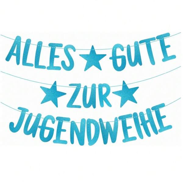 Blue Confirmation Decoration For Boys - Happy Confirmation Garland Made Of Glitter Paper - Confirmation Banner For Hanging - Confirmation Gift For Boys And Girls