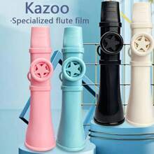 Kazoo - Portable Resin Kazoo With Star Decoration, 5 Colors (Light Blue/Pink/Red/Beige/Black) - Beginner-Friendly Wind Instrument For Travel And Home Practice - Perfect Gift For All Skill Levels