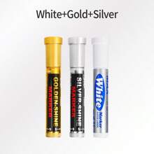 10mm Chisel Tip Large Capacity Metal Tip Markers, 1pc Portable, 4pcs Set, Silver/Gold/White Option, Marker Pens For Advertising, Graffiti, Industrial Use With Smooth Flowing Strokes, Vivid Long-Lasting Colors, Ideal Companion For Artistic Creation, Satisfying Diverse Painting Needs, School Supplies,Back To School