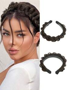 1pc Blonde Fishbone Braid Wig Headband,Non-Slip Teeth Design, Fluffy Fishbone Synthetic Wig Headband,Hair Hoop,Women Braid Fried Dough Twists Headband For Christmas New Year Carnival Music Festival - Multicolor - View 11