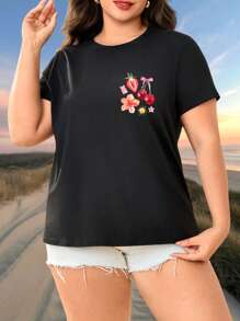 Custom Plus Size Women's T-Shirts - Add Your Photos (Landscapes/Badges/Couple Photos/Family Photos/Selfies/Pets, Etc.), Design Your Own Personalized Printed T-Shirts