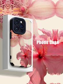 1pc Vintage Lily Pattern Vertically Striped Faux Leather Soft Protective Phone Case, Compatible With Apple & Models Waterproof Shockproof Anti-Fall Scratch Resistant - Multicolor - View 1