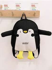 1 Pc New Style Penguin Shaped Nylon Backpack For Girls, Adjustable Shoulder Straps, Zipper Closure, Fashionable And Cute Design, Ideal For School, Outdoor Activities, And Gifts For Friends