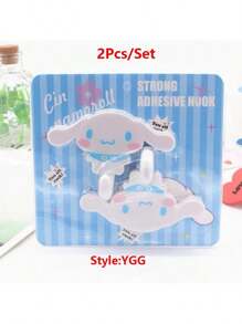 Sanrio 2Pcs/Set Hello Kitty Strong Self Kuromi Adhesive Hooks My Melody Key Storage Hanger For Kitchen Bathroom Door Wall Multi Function(Some Parts May Be Random)