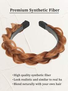 1pc Black Fishtail Braid Wig Headband, Non-Slip Teeth Design, Fluffy Synthetic Fishtail Wig Headband, Hair Hoop, Women's Braided Donut Bun Hair Hoop, Suitable For Christmas, New Year, Carnival, Music Festival And Other Occasions - Multicolor - View 4