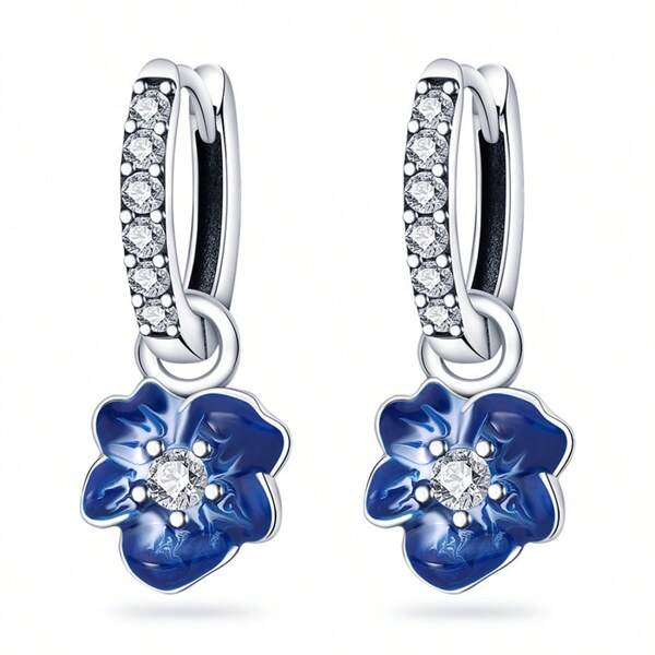 1 Piece Earrings S925 Sterling Silver Blue Flower Earrings Are Perfect For Parties, Travel, DIY Projects, Birthday And Holiday Gifts, And Are Exquisite Jewelry For Fashionable Women.