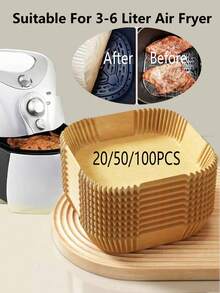 Square/Circular Disposable Air Fryer Liners 20/50/100/200Pcs 8-Inch Paper Air Fryer Liner Pots Non-Stick Baking Trays Oven Accessories Kitchen Gadgets Kitchen Accessories Kitchen Accessories Christmas And Halloween Gifts New Year Gifts