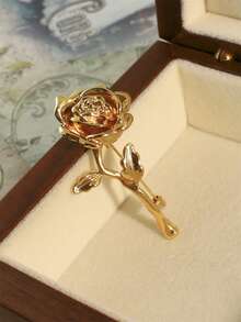 1pc Minimal Floral Shaped Decorative Brooch, Suitable For Men's Daily Wear, Rose Flower Lapel Pin