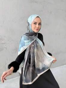 1 Piece Chiffon Hijab Printed Scarf, Elegant And Luxurious Retro Color Women Headscarf Shawl Hijab Abaya Accessories Women Veil For Dress