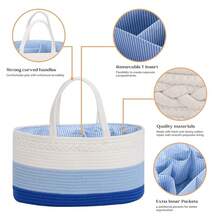 Portable Car Organizer With Removable Divider, Stylish Home Gift,Storage Caddy Organizer, Large Cotton Rope Decorative Basket, Multi-Purpose Table Organizer For Home Storage - White - View 5