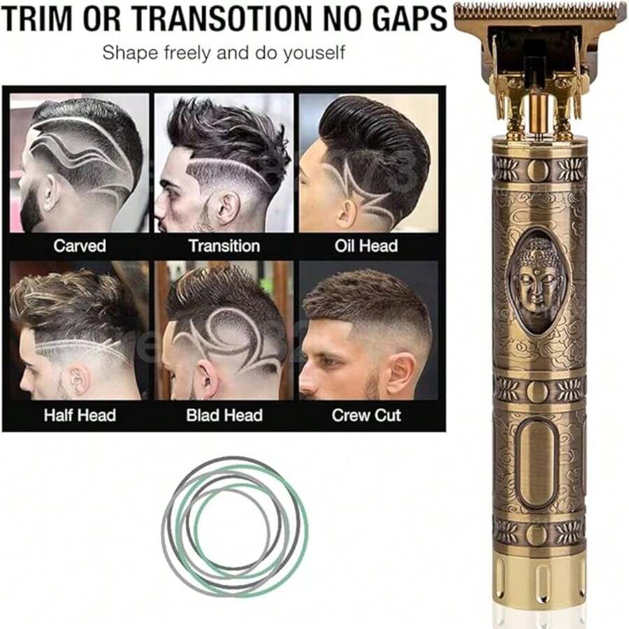 Cortadora de Pelo Eléctrica para Hombres, Afeitadora Eléctrica Recargable, Máquina de Cortar Pelo para Hombres - Dorado - Ver 1