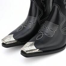 Metal Pointed Embroidered Men's Boots Retro Outdoor Cowboy Boots - màu đen - Xem 6