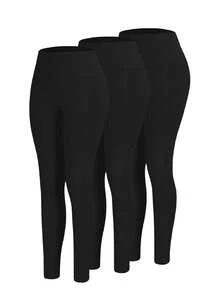 Three Piece Set Women's High-Waisted Soft Yoga Pants Solid Color Fashion All Seasons Leggings - 3001 - Xem 1