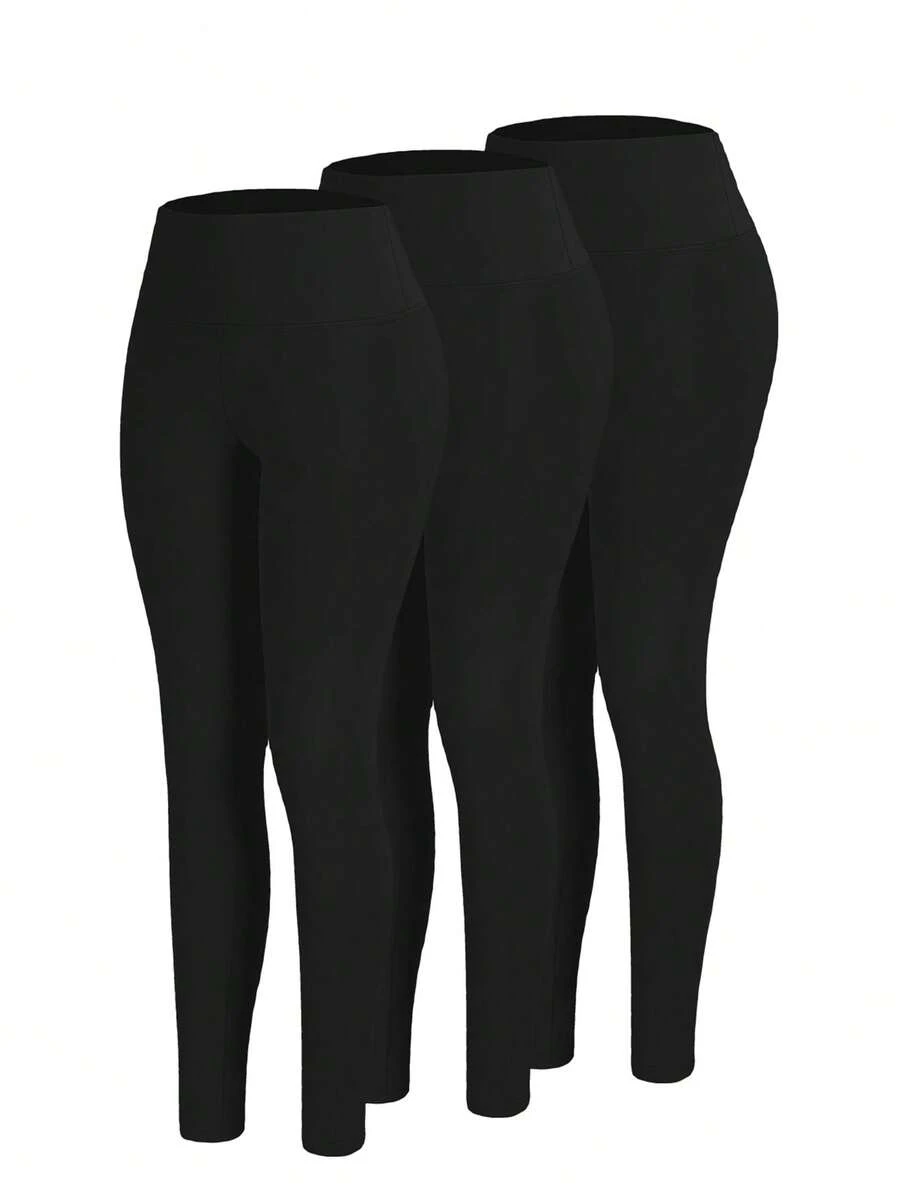 Three Piece Set Women's High-Waisted Soft Yoga Pants Solid Color Fashion All Seasons Leggings - 3001 - Xem 1
