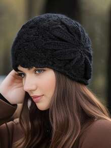 1pc Women Solid Color Knit Cap, Suitable For Autumn & Winter Wear