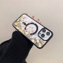 A Stylish Phone Case Does Not Include A Lanyard Or Stand. This Clear Magnetic Case Features A Macaron Pink Design With Colorful Floral Patterns And Is Made Of Acrylic Material, Making It Shock And Drop Resistant. It's Suitable For IPhone 16, 15, 14, 13, 12, And 11 Pro Plus Models And Is A Great Choice For Personal Use Or As A Gift. - 黑色 - 查看 7