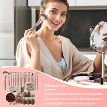 56pcs Makeup Brushes And Sponges Set Multi-Functional Makeup Brush Set Makeup Tools With Face Wash And Makeup Tools Multi Make Up Tools Accessories For Different Skin Types,Travel,Travel Essential,Valentine's Day,Cheap,Travel Makeup Brush,Gifts For Women,Makeup Artist,Professional Complete Makeup Kit - Coffee Brown - View 7