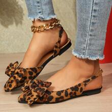 Women's Fashion Cute Bow Decor Adjustable Flat Point Toe Sandals