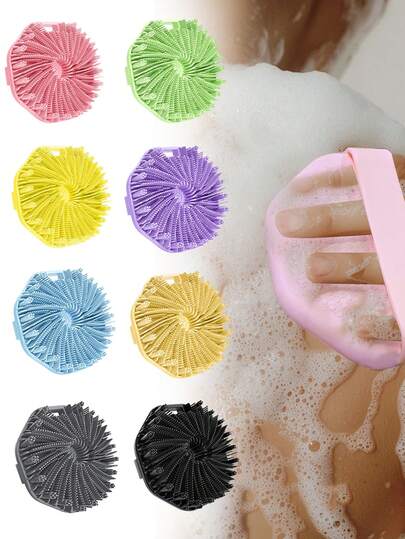 1 ny polygonal silikonduschborste, skrubbborste, exfolierande skrubbborste, virvelvindduschborste, rengöringsborste