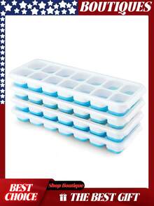 Ice Cube Trays 4 Pack, Silicone With Removable Lid, Easy-Release Flexible 14-Cube Trays, Stackable Covers For Cocktail, Freezer, Ice Cube Tray, Ice Cube Trays For Freezer, Ice Trays For Freezer, Ice Trays, Ice Cube Tray With Lid, Silicone Ice Cube Trays With Lid, Ice Cube, Ice Cube Tray Silicone, Ice Tray With Lid, Ice Cube Trays For Freezer With Lid, Silicone Ice Tray, Icecube Trays For Freezer, Ice Trays For Freezer Silicone, Silicone Ice Trays, Ice Tray Silicone, Silicone Ice Cube Trays, Cubos De Hielo, Para Hacer Hielo Cubos, Ice Cubes Trays, Silicone Ice Trays For Freezer, Molde Para Hielo, Ice Cube Trays Silicone, Ice Trays With Lids, Easy Ice Cube Trays - 4pcs Blue - 查看 1