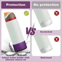 Silicone Boot For Water Bottle 24 Oz 32 Oz 40 Oz, Anti-Slip Protective Sleeve For Twist/Flip Stainless Steel Water Bottles Accessories - Dark Purple - View 3