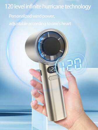 1pc Handheld Powerful Fan, Portable Handhold Turbo Fan, Air Conditioner Cooler, Infinitely Variable Speed, USB Quick Charge, Turbo Roller Infinitely Variable Fan, 1800mAh Battery Portable Rechargeable Fan, Pocket Fan, Stylish, Suitable For Outdoor Sports, Camping, School, Work In Summer