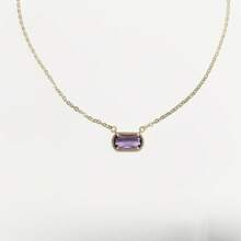 Birthstone Colored Zirconia Oval Pendant Birthday Clavicle Chain Necklace