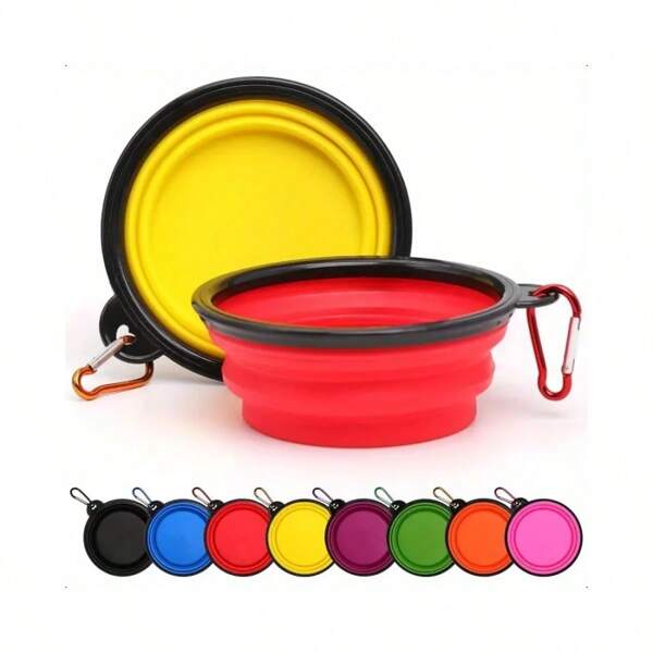 1pc/2pcs/3pcs Foldable Pet Bowl - With Carabiner Clip, Portable Dog Cat Food & Water Bowl, Plastic Travel Bowls, Convenient Design For Walking Dogs, Hiking, Outdoor Activities