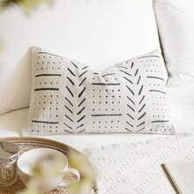 1pc Bohemian Style Geometric Pattern Cushion Cover (Without Insert), Soft Chenille Decorative Pillow Sham Suitable For Sofa, Bed, Living Room Home Decor, Year-Round - Cream White - View 7
