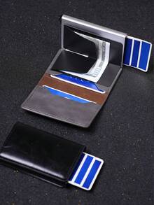 Men's Credit Card Holder, Slim Wallet, Travel ID Card Case, Pop-Up Card Box, Aluminum Card Holder, Card Wallet, Compact Wallet, Unisex, Christmas Gift - Multicolor - View 9