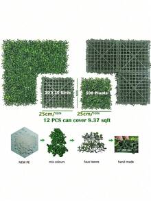 Artificial Grass Wall, Green Faux Leaves Panel Wall Decoration, Faux Ivy Vines, Suitable For Garden, Courtyard, Simple Artificial Leaf Home Decor