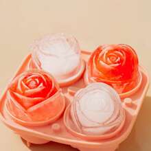 1 pezzo Di Esclusivo Stampo Per Cubetti Di Ghiaccio A Forma Di Rosa Con 4 Cavità, Stampo In Silicone Per Grandi Cubetti Di Ghiaccio Per Bevande Fatte In Casa, Adatto Per Famiglie E Coppie, Regalo